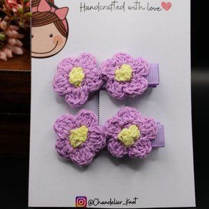 Crochet Flower Hairclips, Toddler Hair Clips, Little Girl Hair Clips, Floral